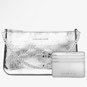 Michael Kors Silver Embossed Clutch
